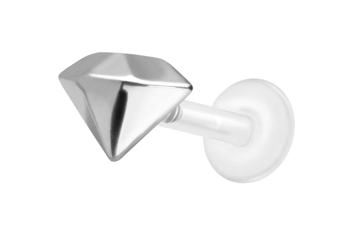 PTFE Labret Piercing mit Innengewinde + Titan-Aufsatz DIAMANT